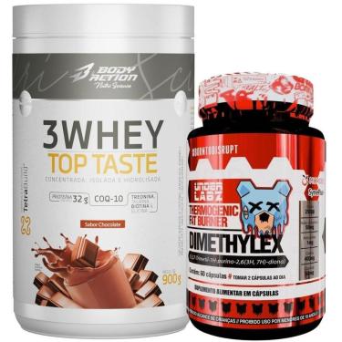 Imagem de Kit Termogênico Dimethylex + Whey Protein 3w Body Action Sabor Chocolate