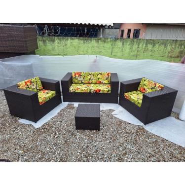 Imagem de Conjunto de Sofá Quadrado Fibra Varanda Jardim Área Externa 