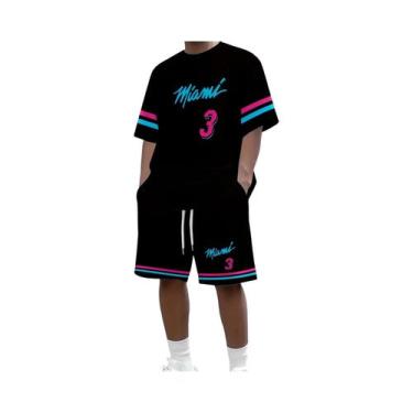 Imagem de Conjunto De Camiseta E Shorts De Basquete Casual Masculino Miami No.3 