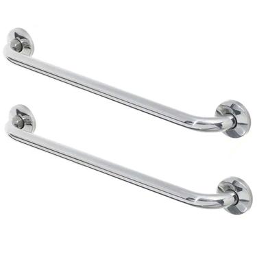 Imagem de Barra de Apoio Alca 80cm kit 2 Uni Acessibilidade Idoso Cadeirante Deficiente Box Banheiro Corrimao Corredor Seguranca