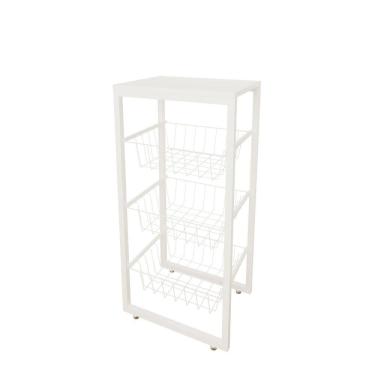 Imagem de Fruteira De Chão Branco Brilho Em Aço Branco