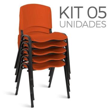 Imagem de Cadeira Plástica Fixa Kit 5 A/E Laranja Lara - Shopcadeiras