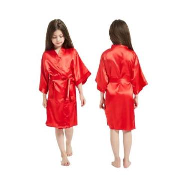 Imagem de Quimono De Seda Rosa Para Meninas, Robe De Banho Para Bebês E Crianças