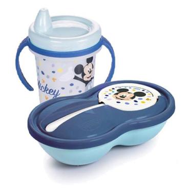 Imagem de Kit Papinha Bebê Mickey Minnie Caneca com Alça Pote Colher Introdução 