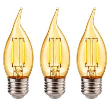 Imagem de 3 Lâmpada Filamento Led Retrô Vela Chama Âmbar E27 2W Bivolt - Avant