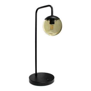 Imagem de Luminária De Mesa Retrô Com Vidro Âmbar G9 - I9LED Iluminação, Preto, 