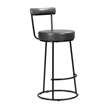 Imagem de Banqueta Alta Para Cozinha Área Gourmet Miami material sintético Preto