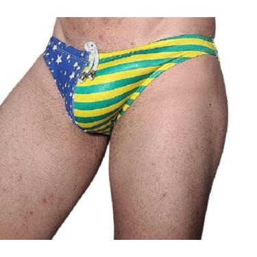 Imagem de Sunga tanga Estados Unidos Usa  ou Brasil 2cm lateral moda praia - AA 