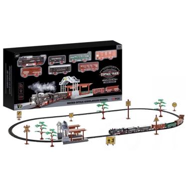 Imagem de Trem de brinquedo Retrô com Trilhos e Cenário 37 Peças - Vip