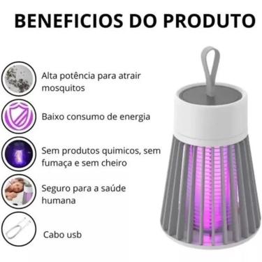 Imagem de Mata Mosquito Pernilongo Eletrônico Led Uv Usb - Branco