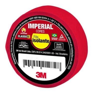 Imagem de Fita Isolante 18 MM x 20 Metros Imperial Vermelha 3M