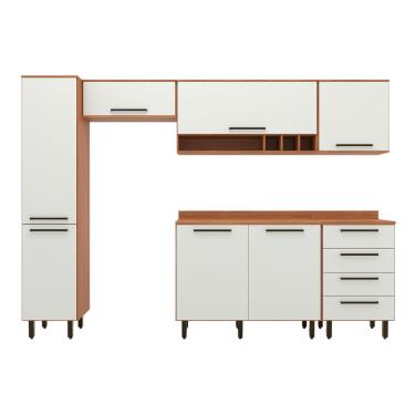 Imagem de Armário De Cozinha Completa 7 Portas 4 Gavetas Grécia Madeirado/Off White