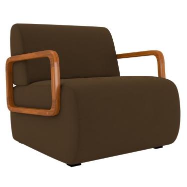 Imagem de Poltrona Decorativa Orgânica Para Sala Belarus K04 Veludo Marrom - Mpozenato