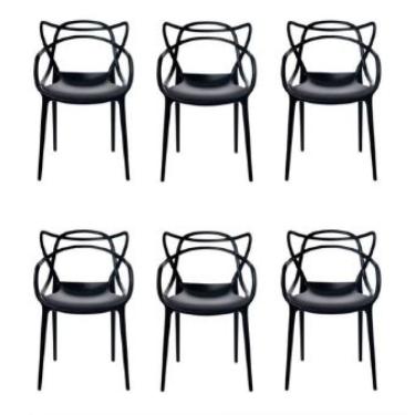 Imagem de Conjunto com 6 Cadeiras Allegra Preta Polipropileno