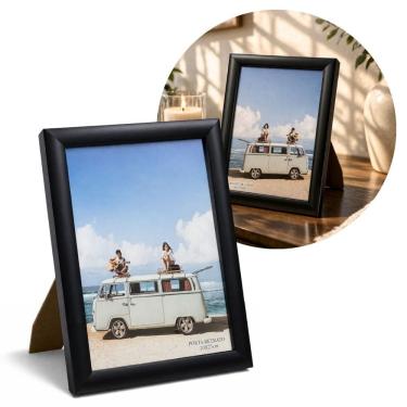 Imagem de Porta Retrato Moldura Madeira Preto Fosco Black Prime Classic 20x25 Vertical e Horizontal