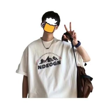 Imagem de Camiseta Masculina Oversized De Moda Coreana, Solta, Vintage, Com Esta