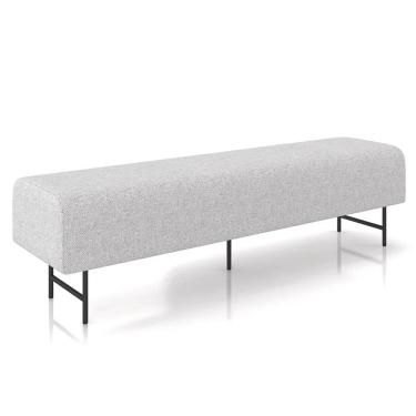 Imagem de Puff Recamier Decorativo Pés em Ferro 160cm Dublin Z37 Linho Cinza Claro - Mpozenato
