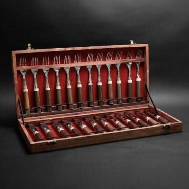 Imagem de Faqueiro SG 24 Peças Inox com Cabo em Madeira e Caixa de Madeira - SG 