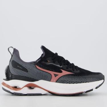 Imagem de Tênis Mizuno Wave Mirai 8 Feminino Preto e Rosa, 37