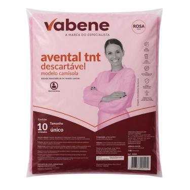 Imagem de Avental Tnt Descartável Vabene Modelo Camisola Rosa Tamanho Único Com 10 Unidades
