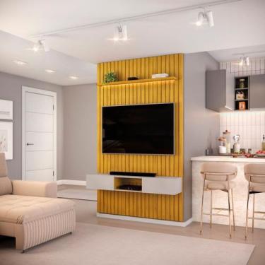 Imagem de Painel Ripado para TV até 60 Polegadas com LED MDF 143cmx240cm Nicho e
