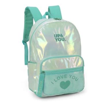 Imagem de Mochila Costas Juvenil Luxo Up4You I Love You Brilho VERDE - Luxcel, 1