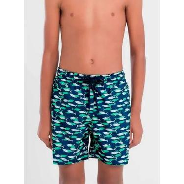 Imagem de Shorts Praia Mash 619.70 Infantil Estampa Peixes Com Bolsos Poliéster 