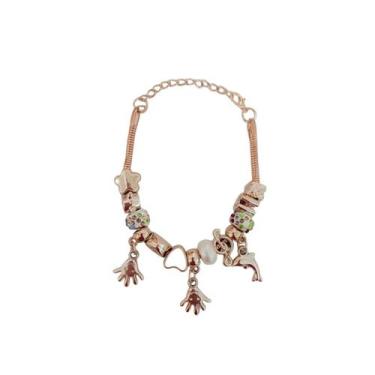 Imagem de Pulseira Berloque Prateada E Dourada Feminina De Pedras - Scilla
