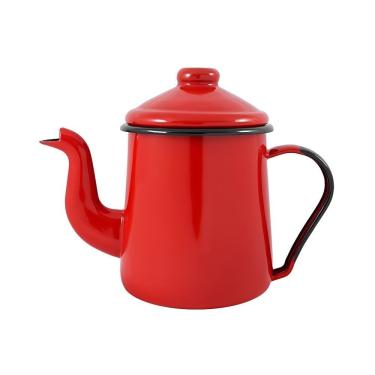 Imagem de Cafeteira Tradicional Esmaltada 1,1L para Servir e Decorar Aço Especial Atóxico Vermelho Ewel