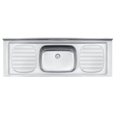 Imagem de Pia Filo 56 Retangular de Apoio Aço Inox com Cuba Central e Escorredor Inox Tramontina