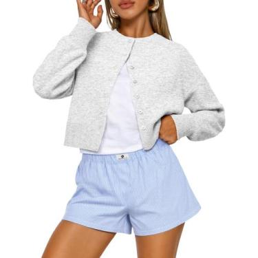 Imagem de Suéter cardigan cropped Trendy Queen leve cinza