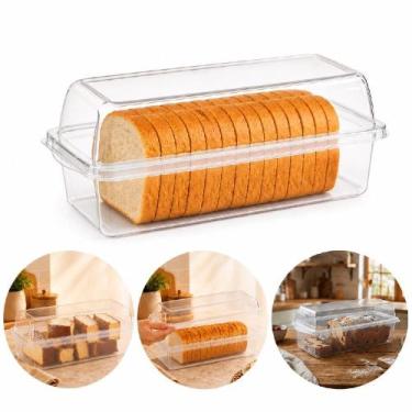 Imagem de Porta Pão Tampa Transparente Organizador Pães Forma Bolachas Alimentos