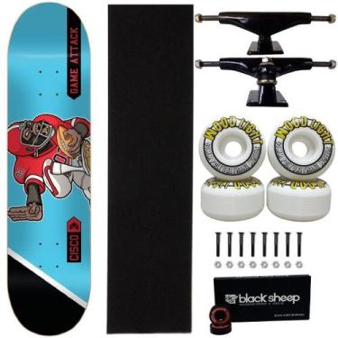Imagem de Skate Cisco Profissional Montado 8.0 Marfim Roda Wood Abec15 Cor:AzulT