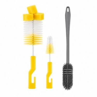 Imagem de Kit 2 Escova Mamadeira e Bico + 1 Silicone Multiuso Limpeza Cozinha ca