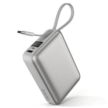 Imagem de Basike Power Bank 20000mAh 45W, Cabo USB-C Integrado, Compacto, Prata