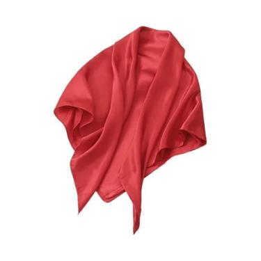 Imagem de Lenço De Seda Satinada Para Mulheres, 90cm, Em Cores Sólidas, Hijab, L