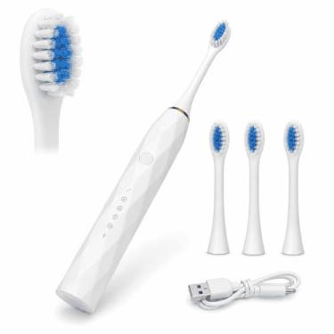 Imagem de Escova de Dentes Elétrica Recarregável 6 Modos 4 Refil USB - Envio Nac
