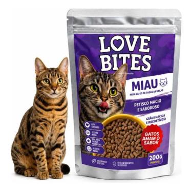 Imagem de Petisco para Gatos Love Bites MIAU 200g Snack Macio com Peixe e Taurin