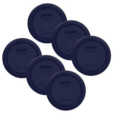 Imagem de Pyrex 1 xícara de tampas de plástico redondas, pacote com 6, azul escuro - Pyrex original genuíno - Feito nos EUA