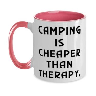 Imagem de Acampamento é mais do que a terapia. Caneca de dois tons 325 ml, presente de acampamento motivacional, copo para amigos