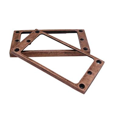 Imagem de Guyker Conjunto de anéis de montagem de captador Humbucker de metal plano – Peça de substituição para captador de pescoço de ponte para guitarra elétrica ou baixo de precisão (2 peças, bronze)