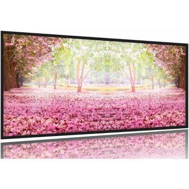 Imagem de Quadro Paisagem Flores Rosas Sala Mosaico 130x60 Moldura Preta 2x2