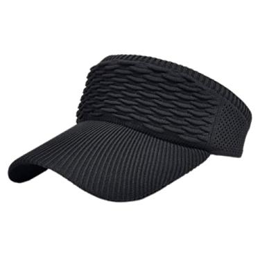 Imagem de Chapéu de viseira de sol de malha, boné de viseiras esportivas elásticas para mulheres, chapéu de proteção uv de verão de aba larga chapéu de sol vazio para golfe tênis beisebol praia pesca