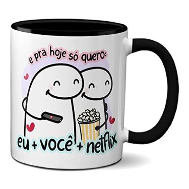 Imagem de Caneca Flork Namorados E Pra Hoje Só Quero Eu+Você+Séries (Preta)