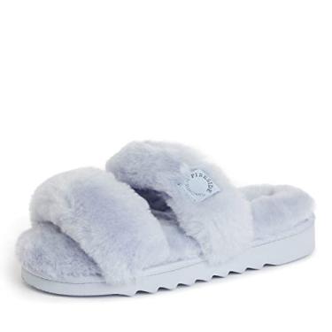 Imagem de Fireside by Dearfoams Pantufa feminina Benalla Shearling com faixa dupla, Eventide, 10
