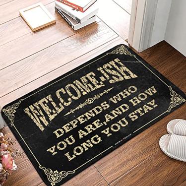 Imagem de Bem-vindo Ish Depends Who You are capacho interno forro de borracha tapetes antiderrapantes para interiores tapetes de entrada lavável à máquina 60 cm (L) x 91 cm (C)