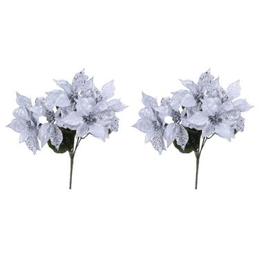 Imagem de Kit Buquê Natal Bico de Papagaio Prata Gliter 2 Unidades - Yangzi