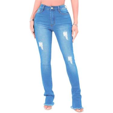 Imagem de Calça Jeans Premium Feminina Flare Lycra Levanta Bumbum Top - Swg