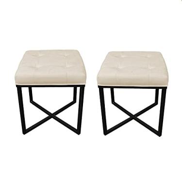 Imagem de 2 Puff Decorativo Londres Base Preto Assento - Folk Móveis