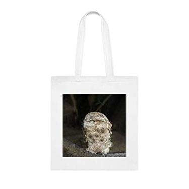 Imagem de Sacola para cachorro Papuan Frogmouth, presente para cachorro frogmouth papuano, aniversário de cachorro frogmouth papuan bolsa de ombro para cachorro sapo papuano, bolsa reutilizável para cachorro sapo papuano, Branco